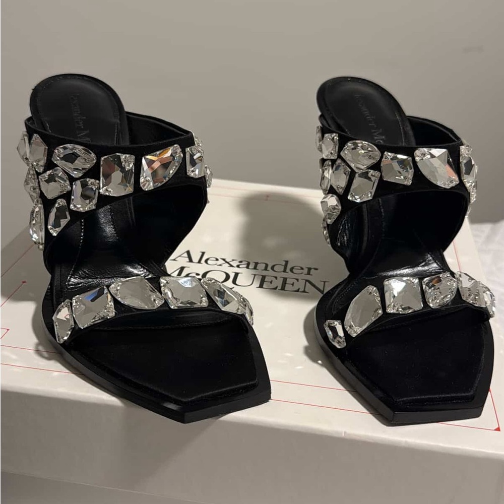 Alexander McQueen Black Crystal Embellished Heels